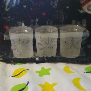 Yankee Candle Frosted Glass Holders - Snowflake and Joy Design 🌏5/$10🌏